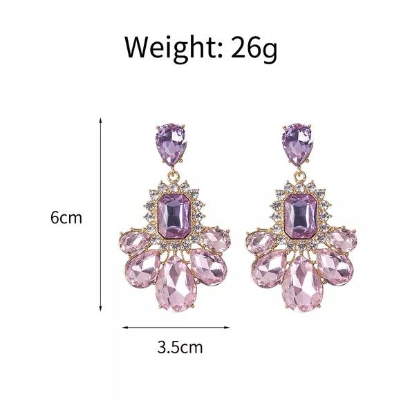 Purple Crystal rhinestone Elegant drop Earring - Picture 12 of 13